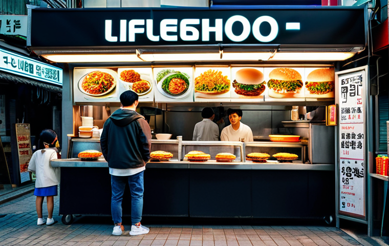 한식의 글로벌 스타트업 - Fusion Food Stall**

"A bustling Korean street food stall, serving kimchi fries and bulgogi burgers,...