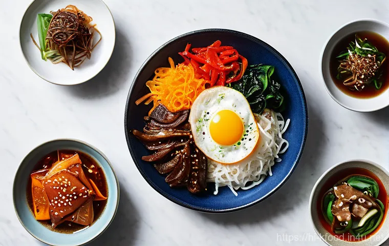 전통 한식 명절 음식 소개 - **Prompt:** "A beautifully arranged shot of a traditional Korean New Year's (Seollal) meal centered ...