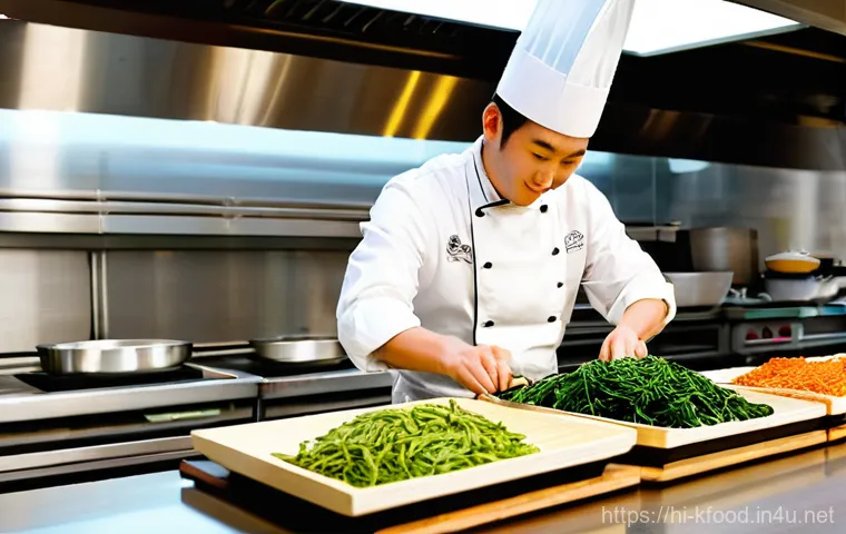 한식 쿠킹 클래스 추천 - **Prompt:** A bustling, modern Korean cooking class filled with a diverse group of adults aged betwe...