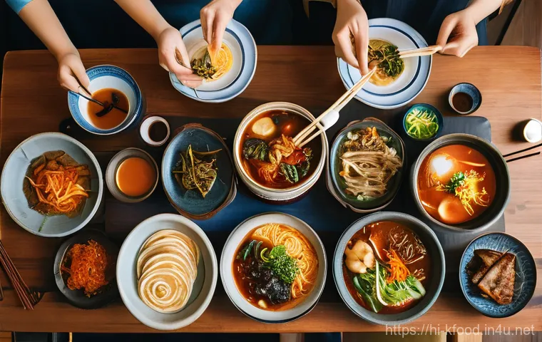 한식 쿠킹 클래스 추천 - **Prompt:** A bustling, modern Korean cooking class filled with a diverse group of adults aged betwe...