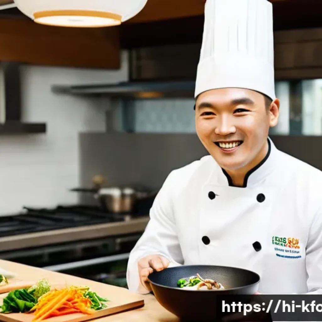 한식 요리사 인터뷰 - **Prompt:** A young, enthusiastic Korean male chef, wearing a clean, white chef's jacket, is passion...