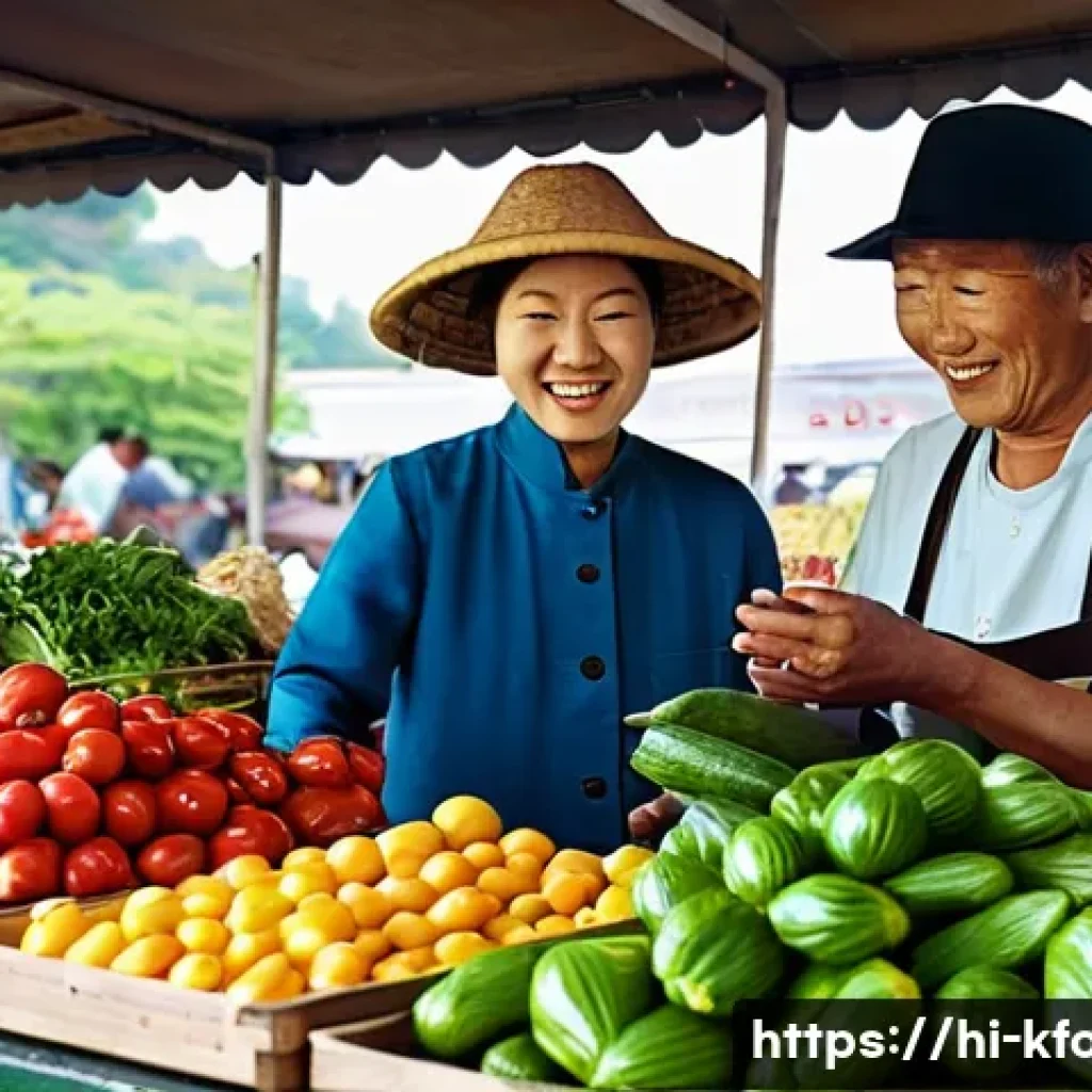 한식의 친환경 식재료 활용 - **Prompt 1: Vibrant Korean Farmers Market with Fresh Produce**
"A bustling and vibrant outdoor K...