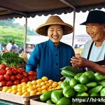 한식의 친환경 식재료 활용 - **Prompt 1: Vibrant Korean Farmers Market with Fresh Produce**
    "A bustling and vibrant outdoor K...