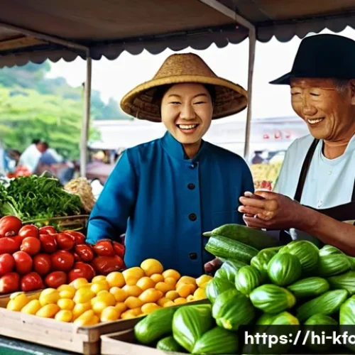 Home 13 한식의 친환경 식재료 활용 - **Prompt 1: Vibrant Korean Farmers Market with Fresh Produce**
"A bustling and vibrant outdoor K...