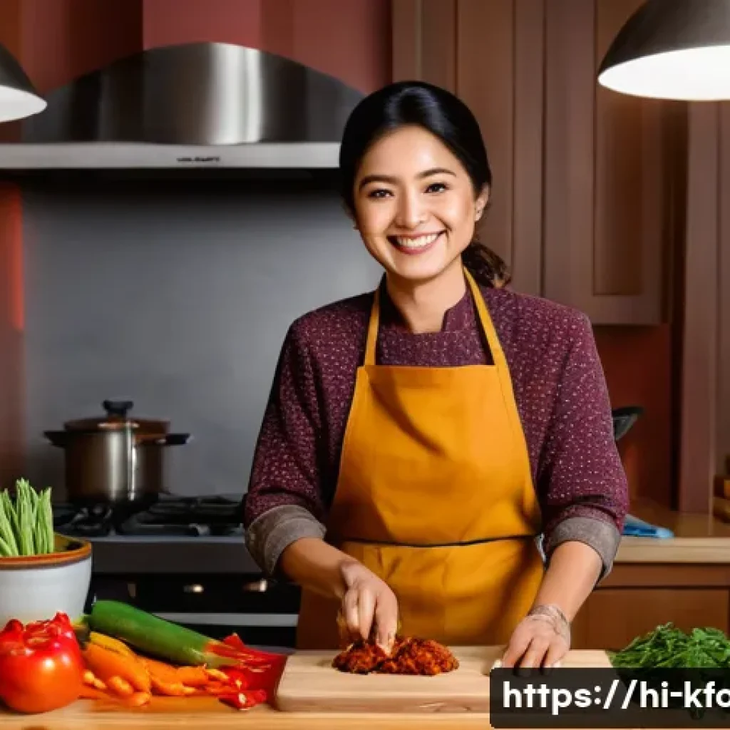 한식 대기업 밀키트 제품 - A vibrant and cozy kitchen scene featuring a middle-aged Hindi-speaking woman preparing a Korean Chi...