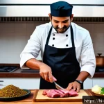Home 23 한식 고기구이 양념법 - A vibrant kitchen scene featuring a Hindi-speaking chef preparing a traditional Indian meat marinade...